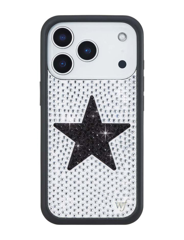 Wildflower iPhone case 17 Pro Rhinestone Star White Black Silver Cute