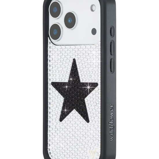 Wildflower iPhone case 17 Pro Rhinestone Star White Black Silver Cute