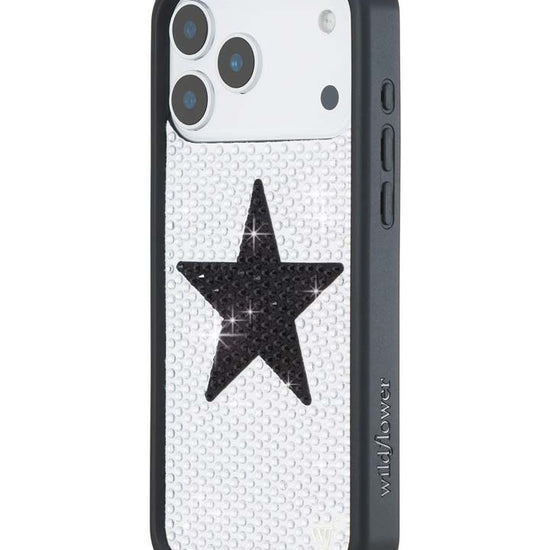 Wildflower iPhone case 17 Pro Max Rhinestone Star White Black Silver Cute