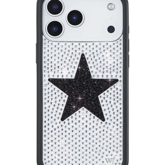 Wildflower iPhone case 18 Pro Max Rhinestone Star White Black Silver Cute
