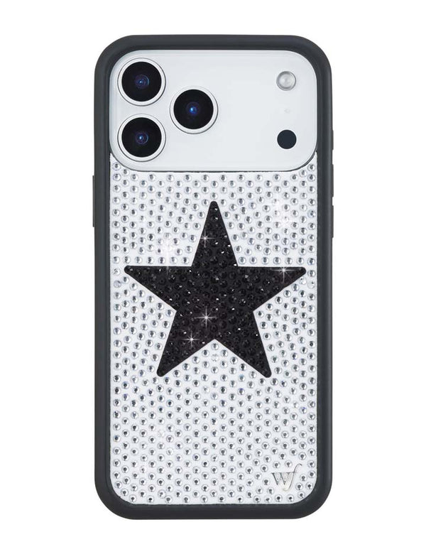 Wildflower iPhone case 18 Pro Max Rhinestone Star White Black Silver Cute
