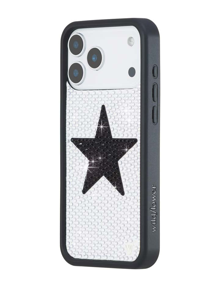 Wildflower iPhone case 18 Pro Max Rhinestone Star White Black Silver Cute