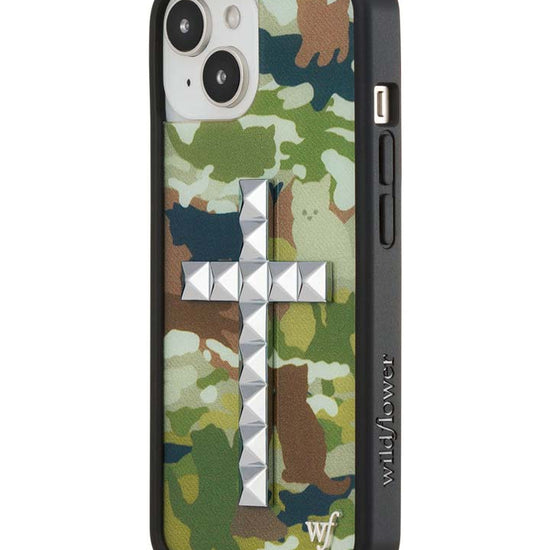 Wildflower iPhone case 14 Stud Cross Cat Camo Cute