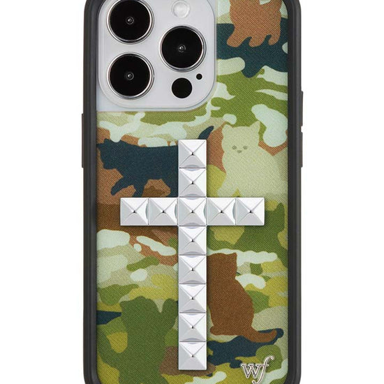 Wildflower iPhone case 14 Pro Stud Cross Cat Camo Cute