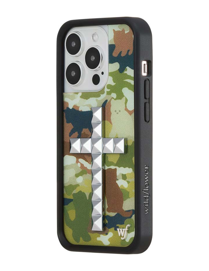 Wildflower iPhone case 14 Pro Stud Cross Cat Camo Cute