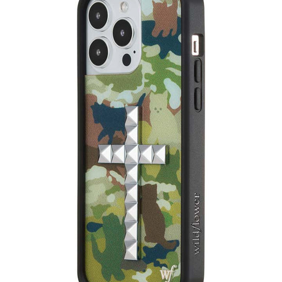 Wildflower iPhone case 14 Pro Max Stud Cross Cat Camo Cute
