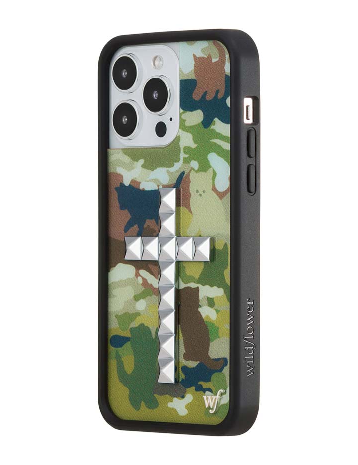 Wildflower iPhone case 14 Pro Max Stud Cross Cat Camo Cute
