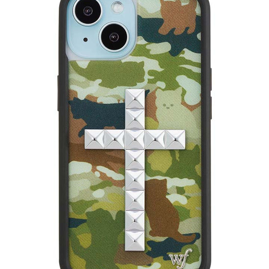 Wildflower iPhone case 15 Stud Cross Cat Camo Cute