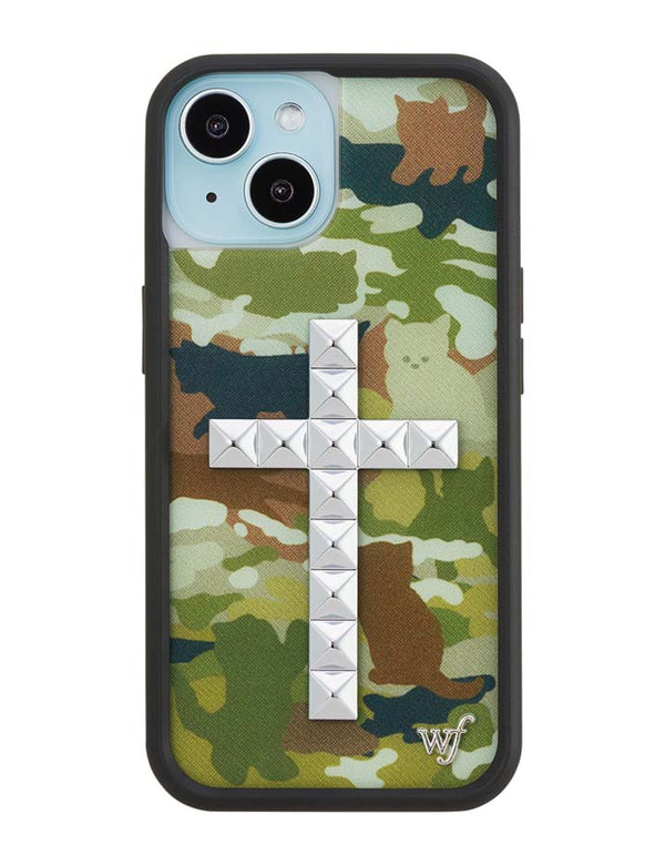 Wildflower iPhone case 15 Stud Cross Cat Camo Cute