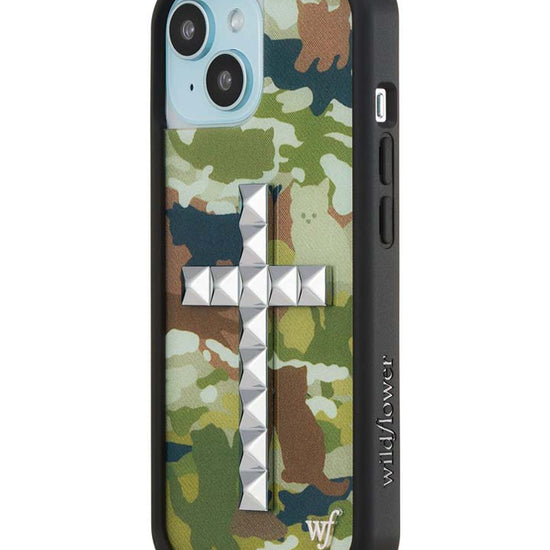 Wildflower iPhone case 15 Stud Cross Cat Camo Cute
