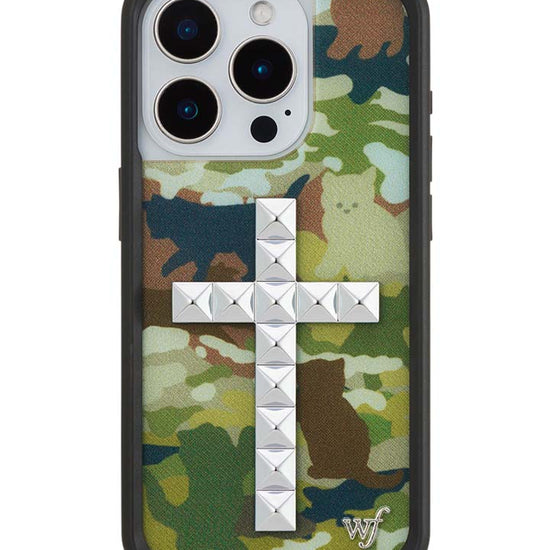 Wildflower iPhone case 15 Pro Stud Cross Cat Camo Cute