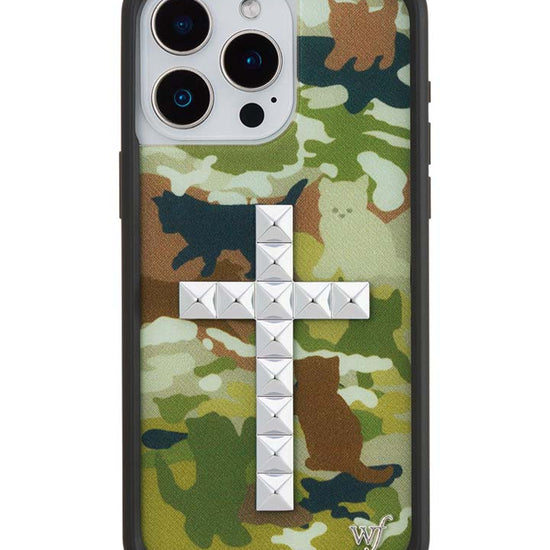 Wildflower iPhone case 15 Pro Max Stud Cross Cat Camo Cute