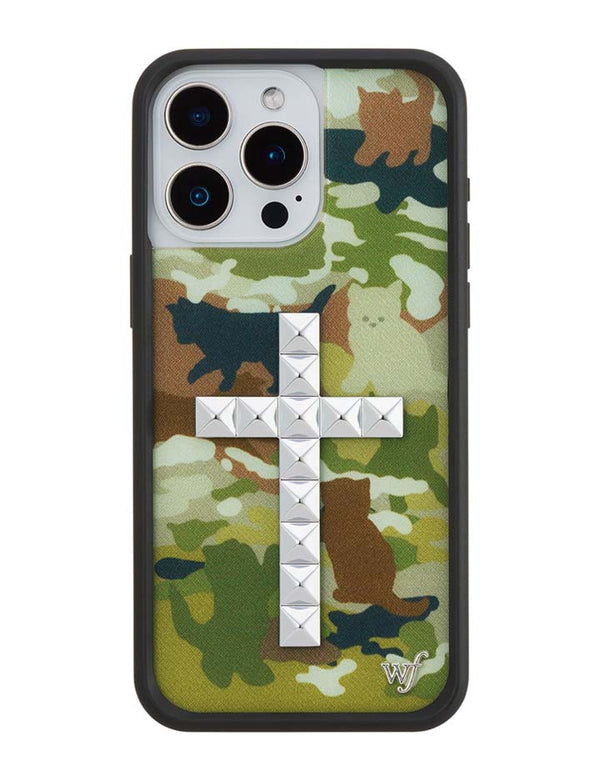Wildflower iPhone case 15 Pro Max Stud Cross Cat Camo Cute