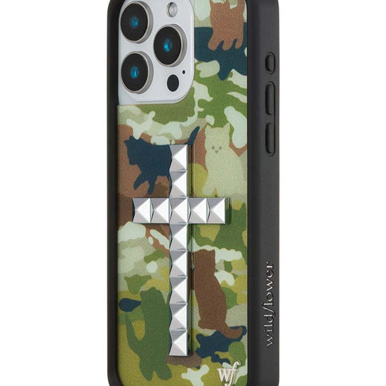 Wildflower iPhone case 15 Pro Max Stud Cross Cat Camo Cute