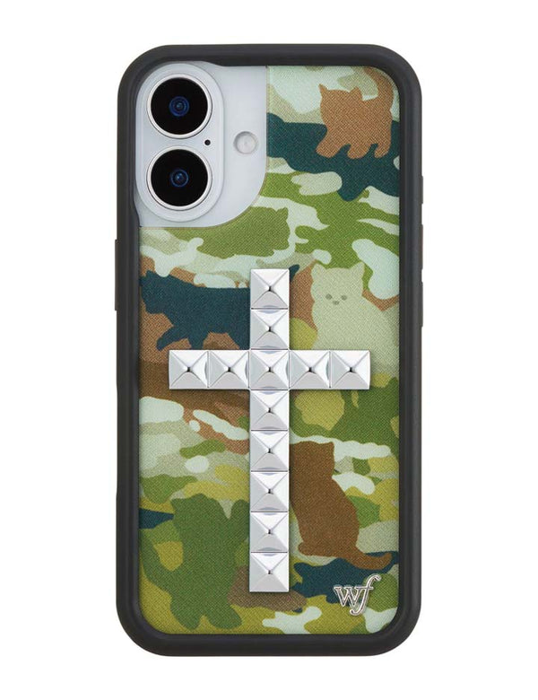 Wildflower iPhone case 16 Stud Cross Cat Camo Cute