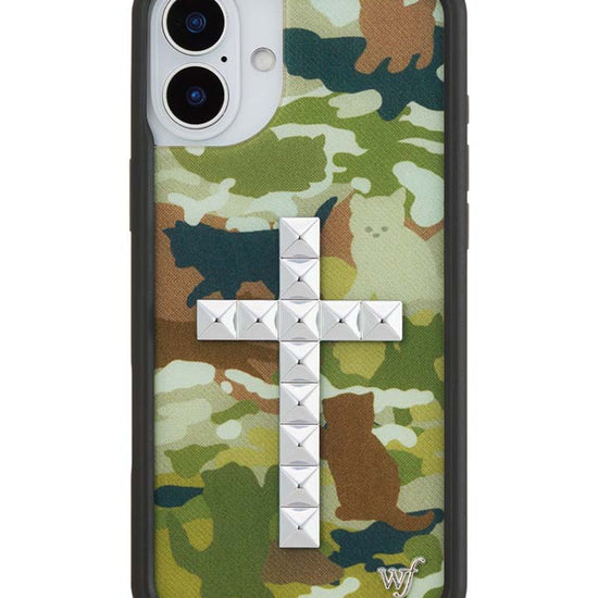 Wildflower iPhone case 16 Plus Stud Cross Cat Camo Cute
