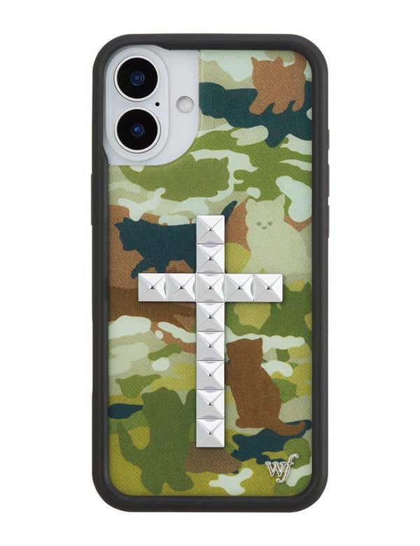 Wildflower iPhone case 16 Plus Stud Cross Cat Camo Cute
