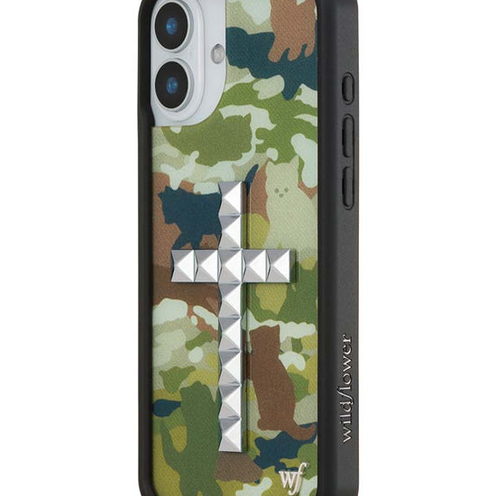 Wildflower iPhone case 16 Plus Stud Cross Cat Camo Cute