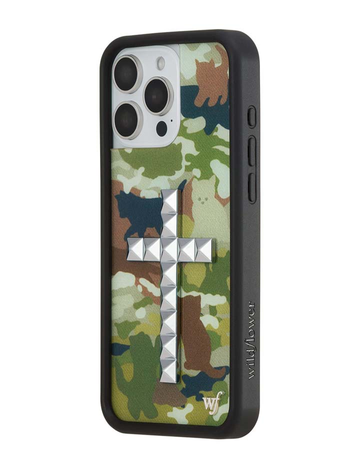 Wildflower iPhone case 16 Pro Max Stud Cross Cat Camo Cute