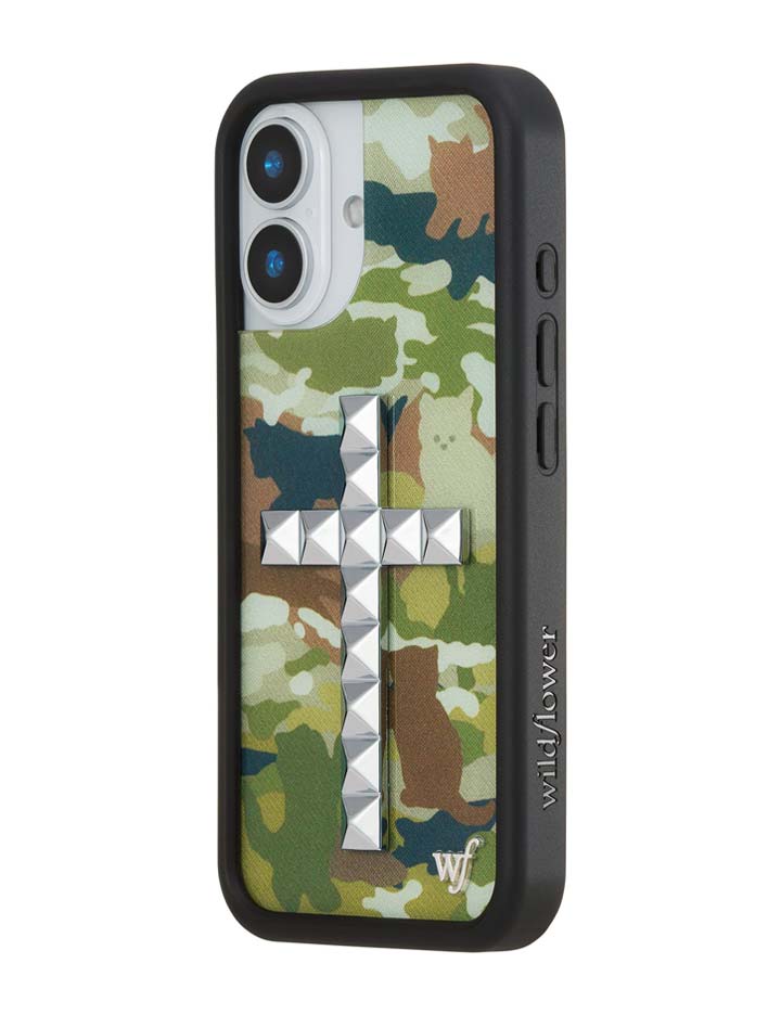Wildflower iPhone case 17 Stud Cross Cat Camo Cute