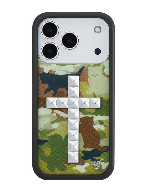 Wildflower iPhone case 17 Pro Stud Cross Cat Camo Cute