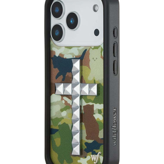 Wildflower iPhone case 18 Pro Stud Cross Cat Camo Cute