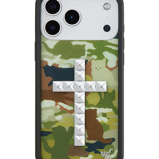 Wildflower iPhone case 18 Pro Max Stud Cross Cat Camo Cute