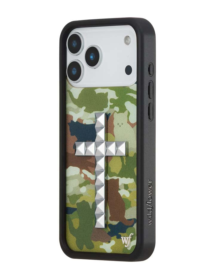 Stud Cross Cat Camo iPhone 18 Pro Max Case – Wildflower Cases