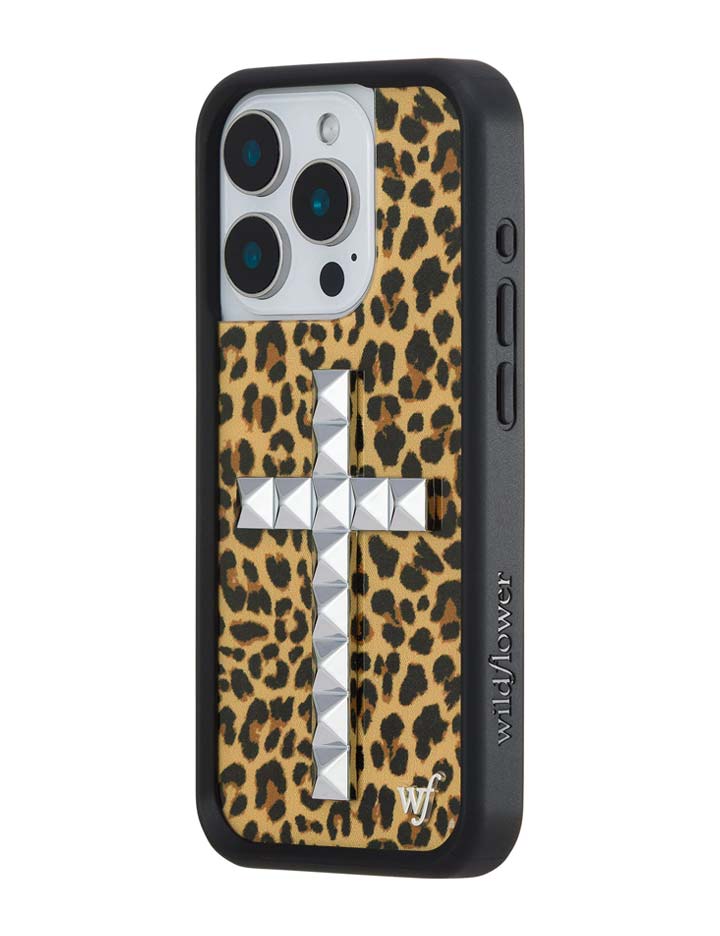 Wildflower iPhone case 15 Pro Stud Camo Meow Leopard Cute