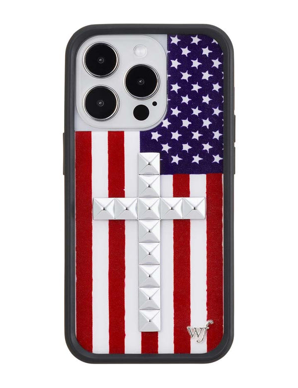 Wildflower iPhone case 14 Pro Stud Cross American Flag Cute