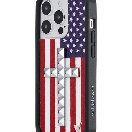 Wildflower iPhone case 14 Pro Stud Cross American Flag Cute