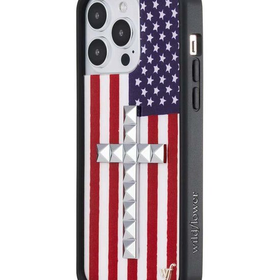 Wildflower iPhone case 14 Pro Max Stud Cross American Flag Cute