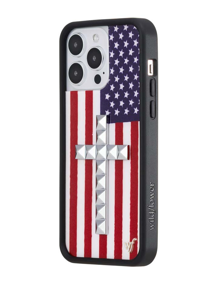 Wildflower iPhone case 14 Pro Max Stud Cross American Flag Cute