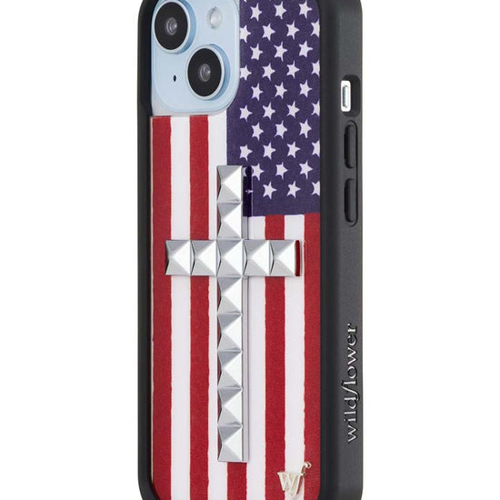 Wildflower iPhone case 15 Stud Cross American Flag Cute