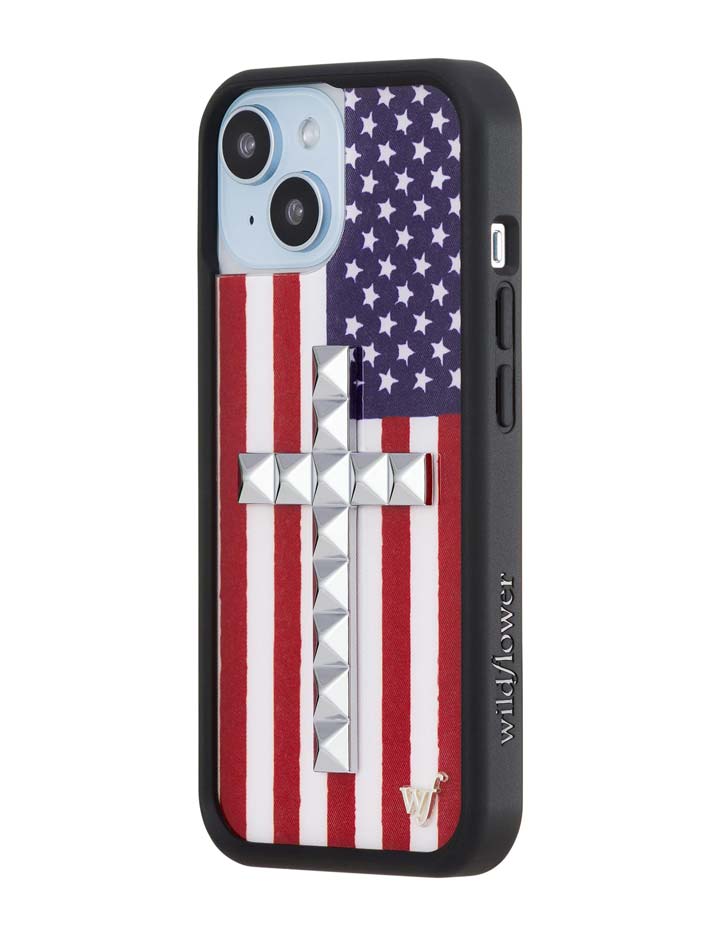 Wildflower iPhone case 15 Stud Cross American Flag Cute