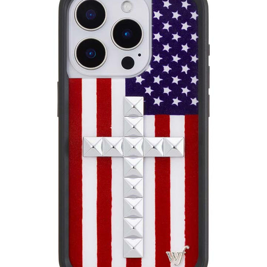 Wildflower iPhone case 15 Pro Stud Cross American Flag Cute