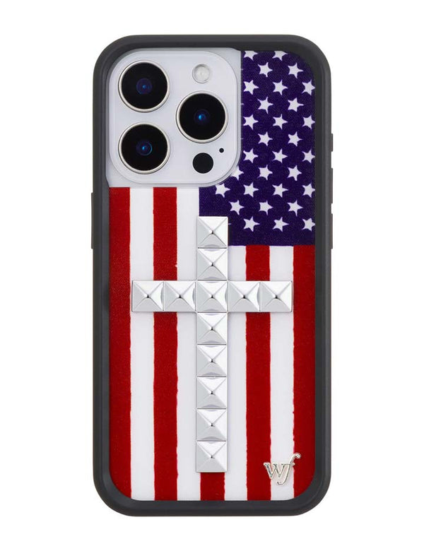 Wildflower iPhone case 15 Pro Stud Cross American Flag Cute