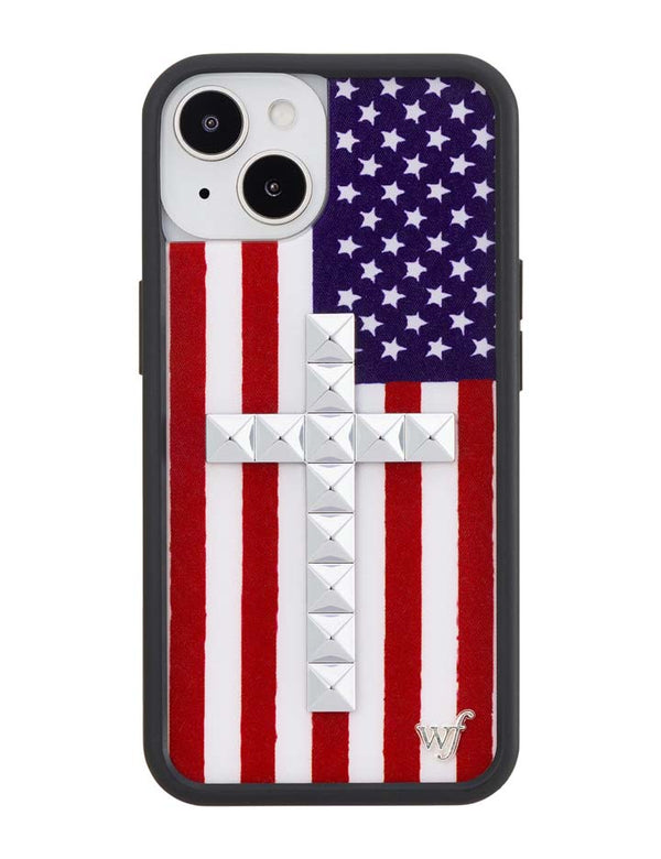 Wildflower iPhone case 15 Plus Stud Cross American Flag Cute