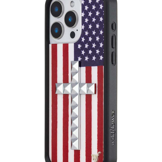 Wildflower iPhone case 15 Pro Max Stud Cross American Flag Cute