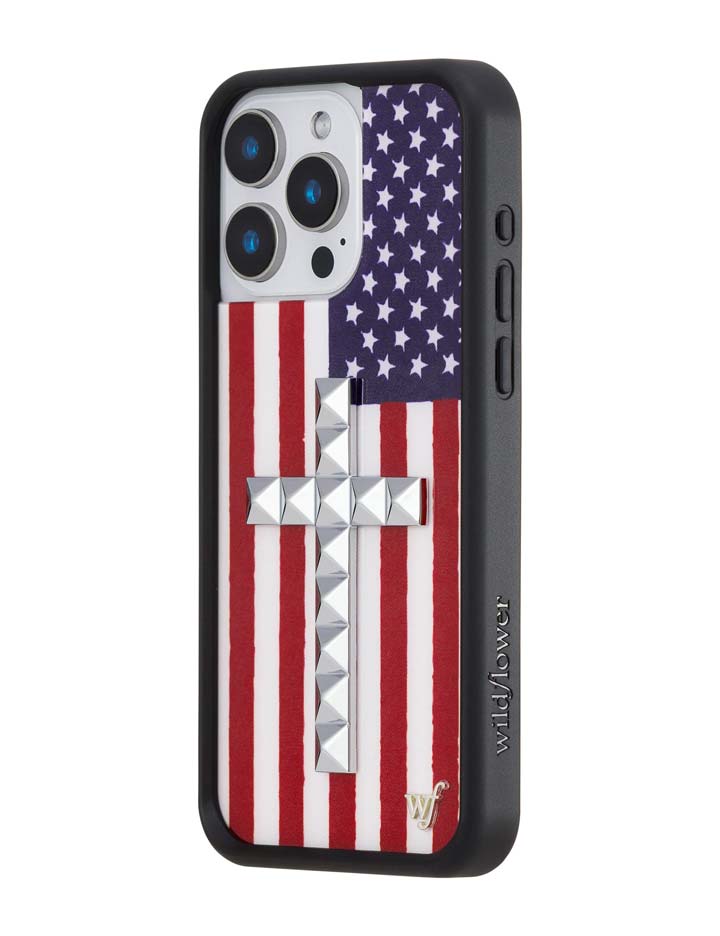 Wildflower iPhone case 15 Pro Max Stud Cross American Flag Cute