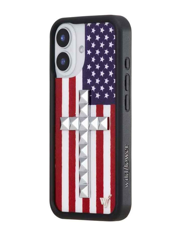 Wildflower iPhone case 16 Stud Cross American Flag Cute