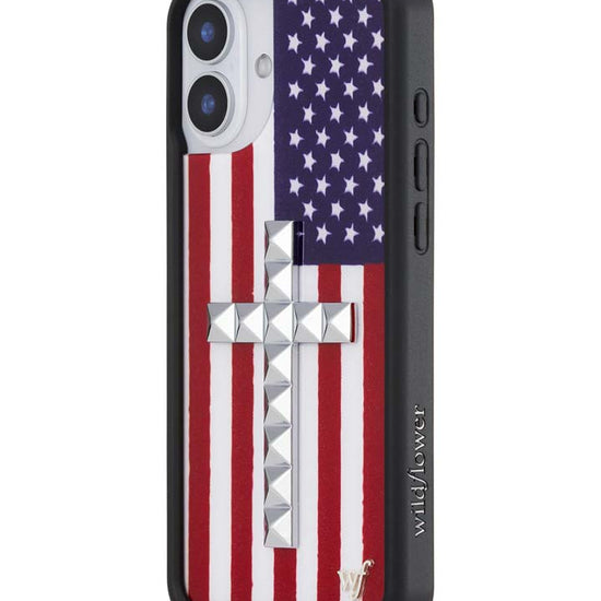 Wildflower iPhone case 16 Plus Stud Cross American Flag Cute