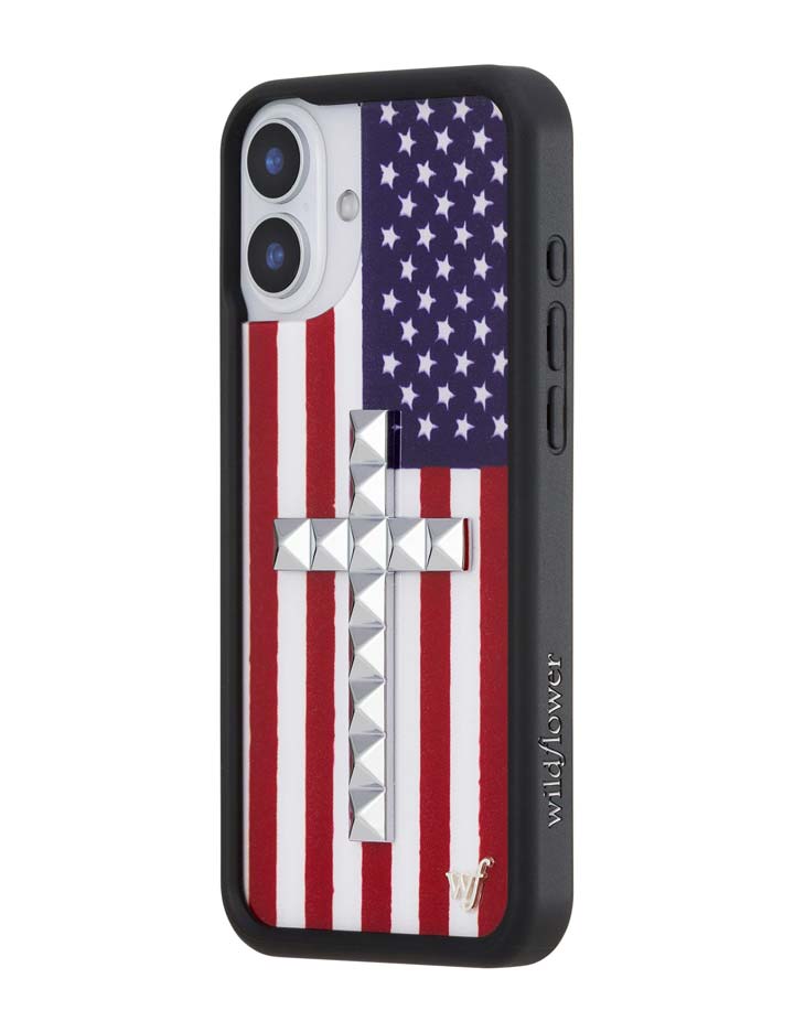 Wildflower iPhone case 16 Plus Stud Cross American Flag Cute