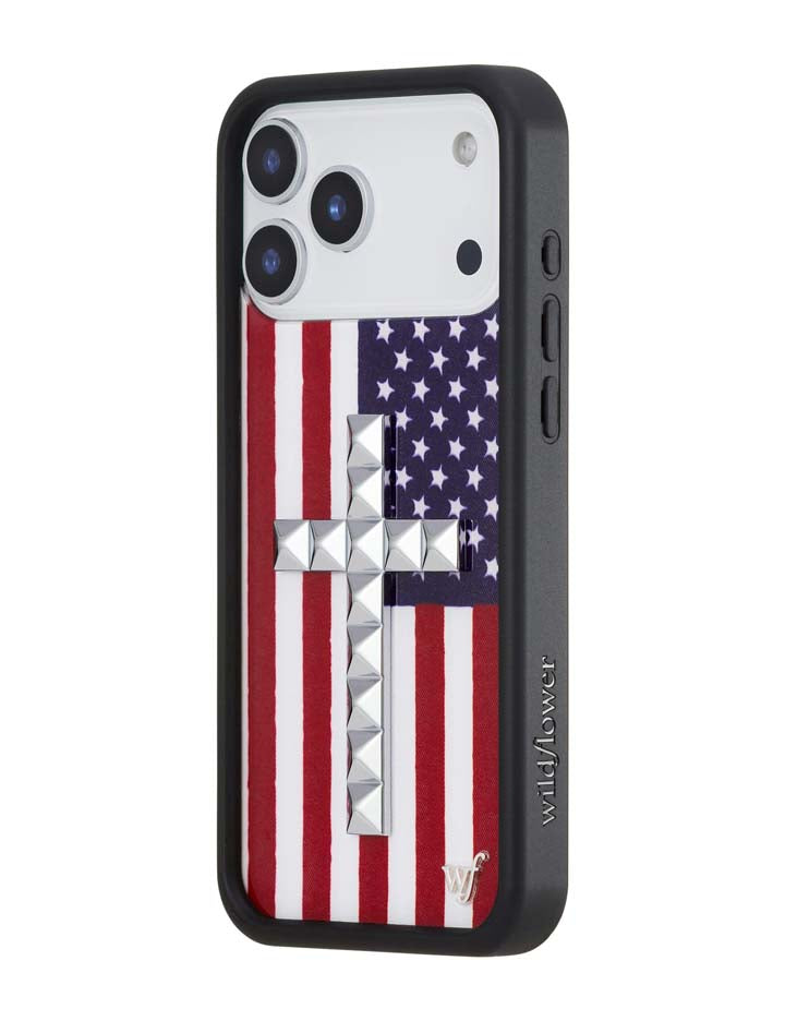 Wildflower iPhone case 18 Pro Max Stud Cross American Flag Cute