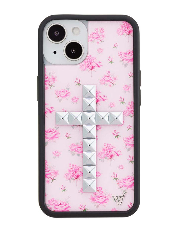 Wildflower iPhone case 14 Stud Cross Forget Me Not Floral Pink Cute