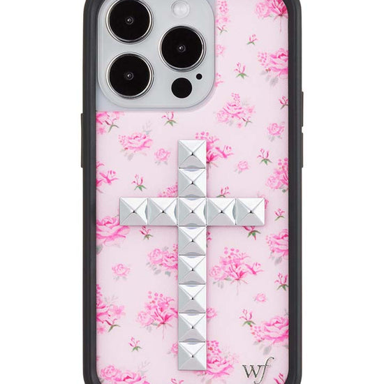 Wildflower iPhone case 14 Pro Stud Cross Forget Me Not Floral Pink Cute