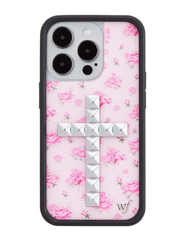 Wildflower iPhone case 14 Pro Stud Cross Forget Me Not Floral Pink Cute