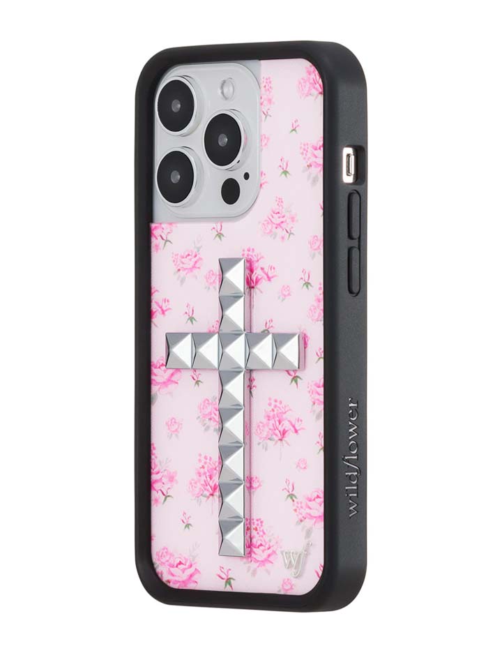 Wildflower iPhone case 14 Pro Stud Cross Forget Me Not Floral Pink Cute