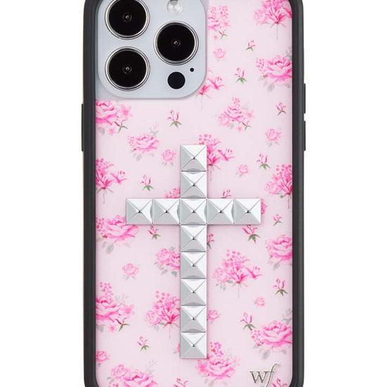 Wildflower iPhone case 14 Pro Max Stud Cross Forget Me Not Floral Pink Cute