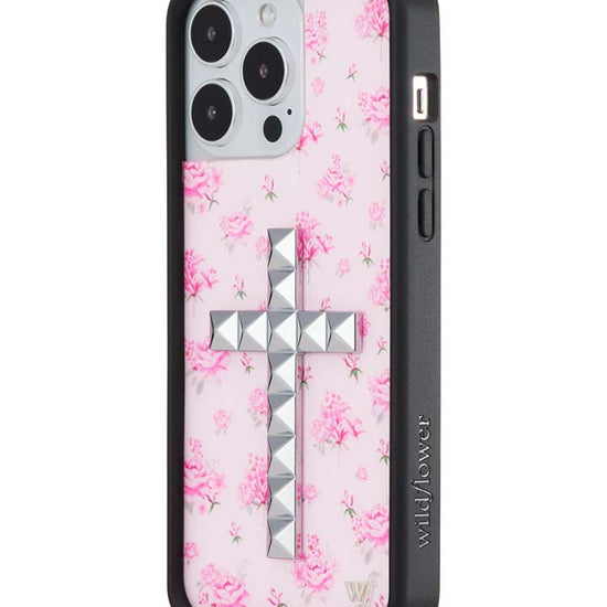 Wildflower iPhone case 14 Pro Max Stud Cross Forget Me Not Floral Pink Cute